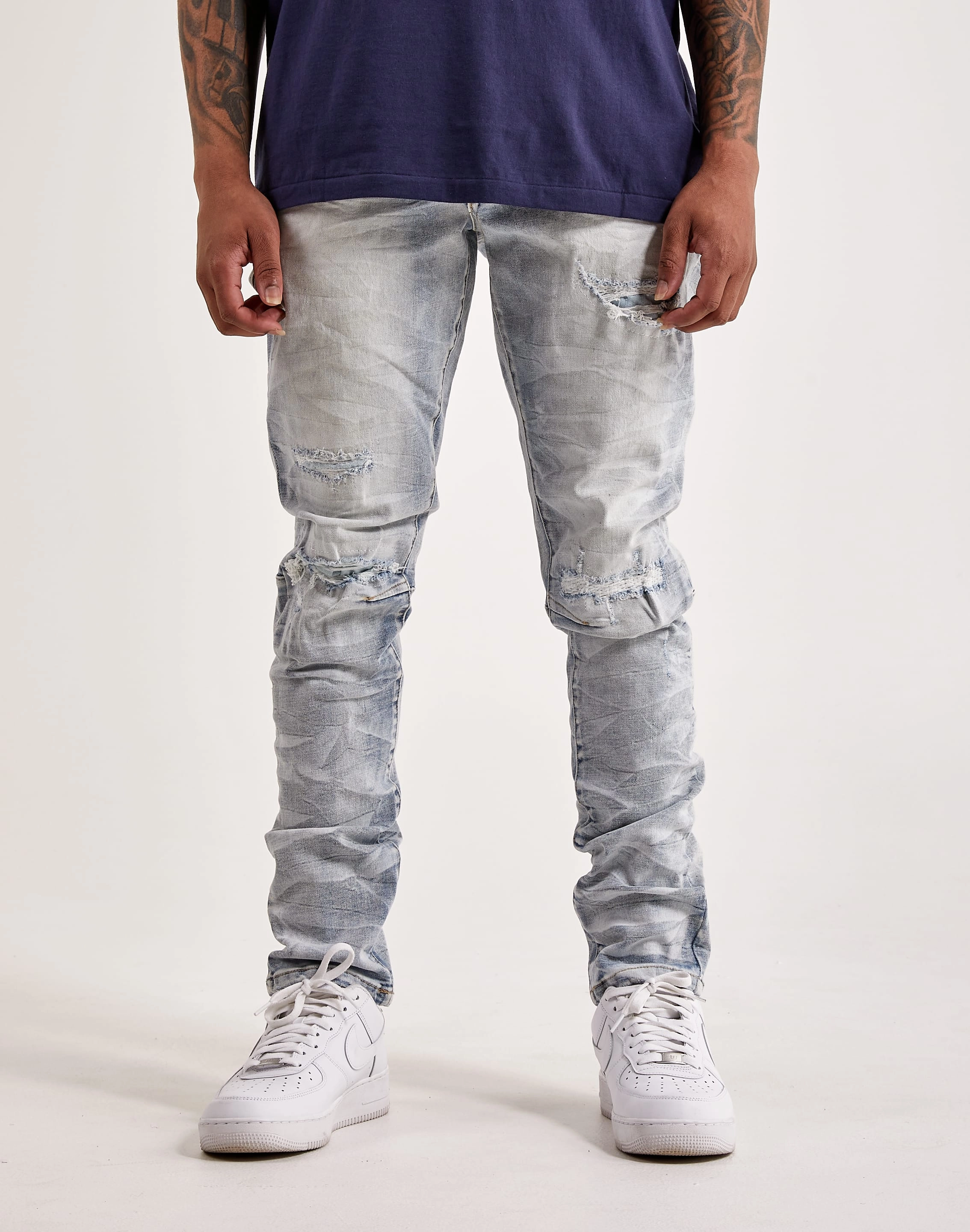 Smoke Rise  Lightning Basic Slim Tapered Jeans High - end fashion Nautical - themed fashion