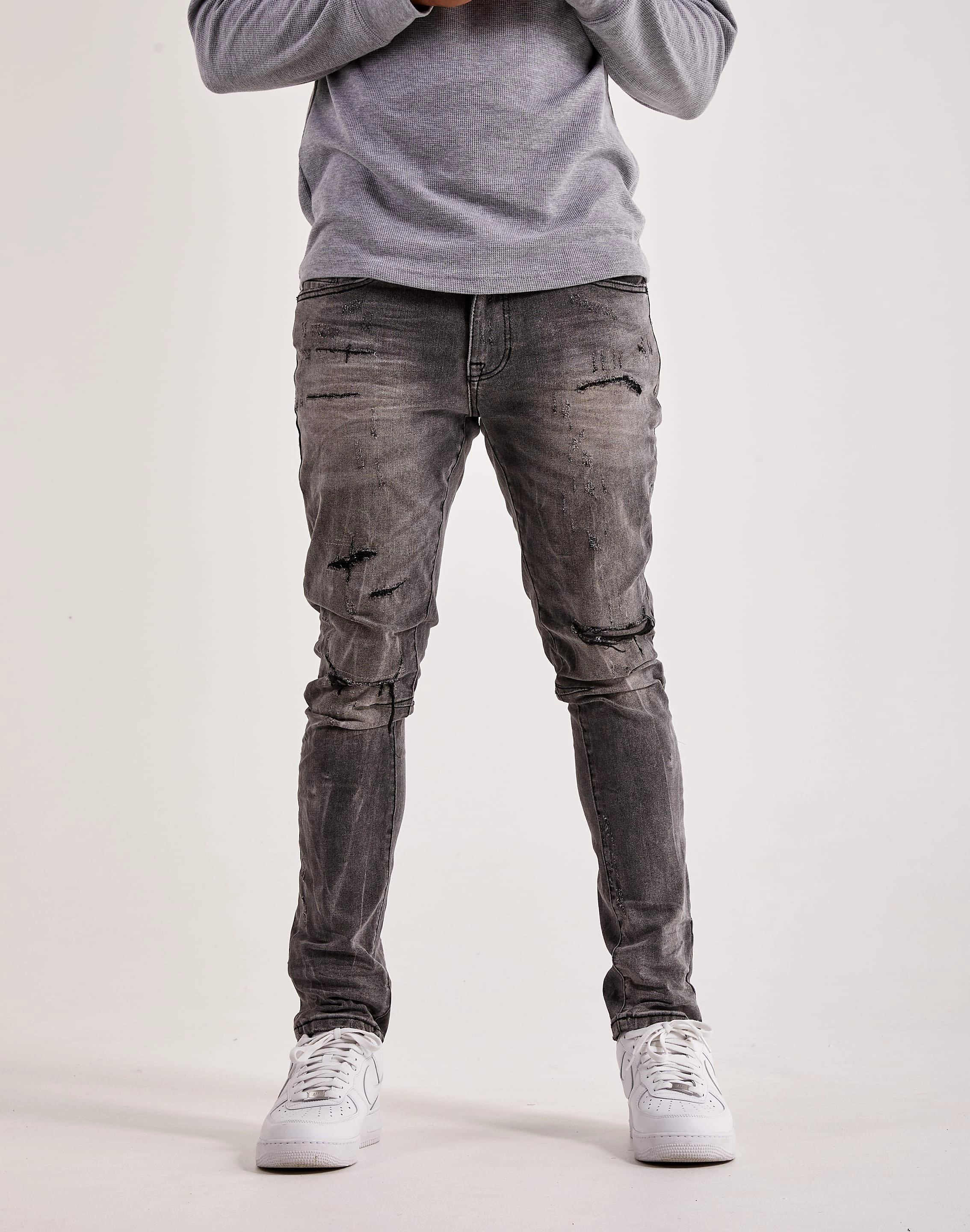Smoke Rise Rip & Repair Jeans Leather - material fashion Evening wear