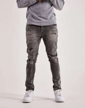 Smoke Rise Rip & Repair Jeans Leather - material fashion Evening wear