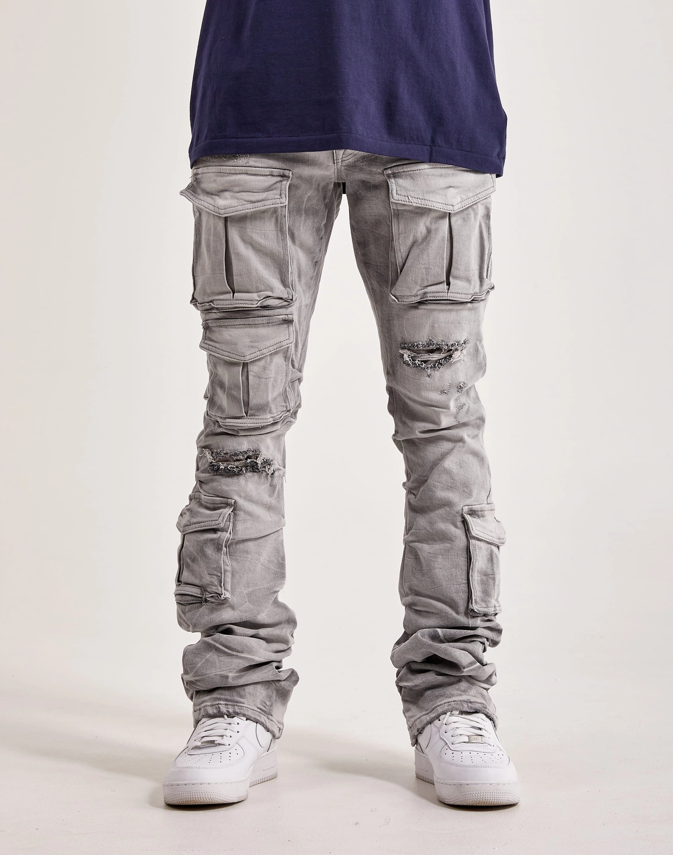 Smoke Rise Utility Pocket Stacked Flare Denim Casual wear options Denim - based fashion