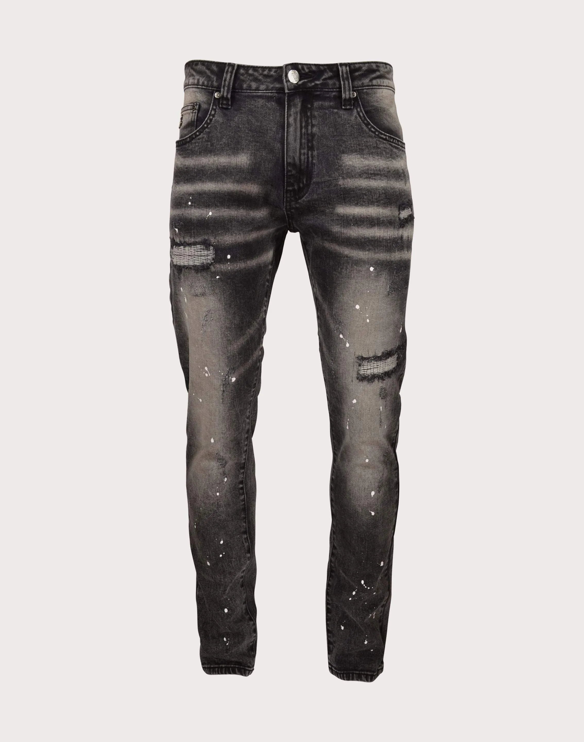 Street fashion Grindhouse Washed With Mini Rips Slim Fit Denim Black Jeans Fashion must - haves