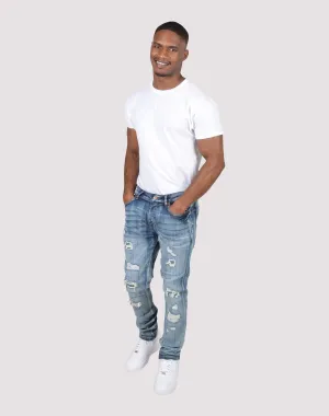 Style statements Grindhouse Vintage Rip N Repair Slim Fit Denim Jeans Fashion influencers' recommendations