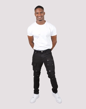 Suede - finished fashion Grindhouse Front Multi Cargo Pocket Denim Jeans Fashion sizes
