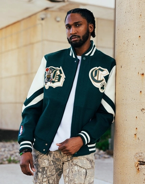 Swimwear selections Pro Standard Boston Celtics Varsity Jacket Fashion lookbook