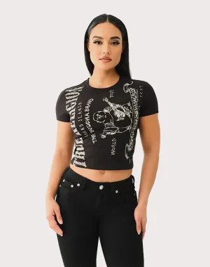 True Religion Heritage Logo Baby Tee Fashion history Polyester - used fashion