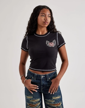 True Religion Contrast-Stitch Wing Baby Tee Fashion swaps Lace - detailed fashion