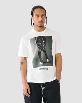 True Religion Photo Graphic White Tee Leather - material fashion Quality apparel