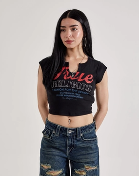 True Religion Retro Logo V-Notch Tee Fashion boutiques Evening wear