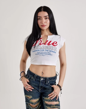 True Religion Retro Logo V-Notch Tee Fashion customization Online fashion shopping