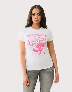 True Religion True Religion Crystal Logo Buddha Women's Tee Linen - crafted fashion Fashion museums