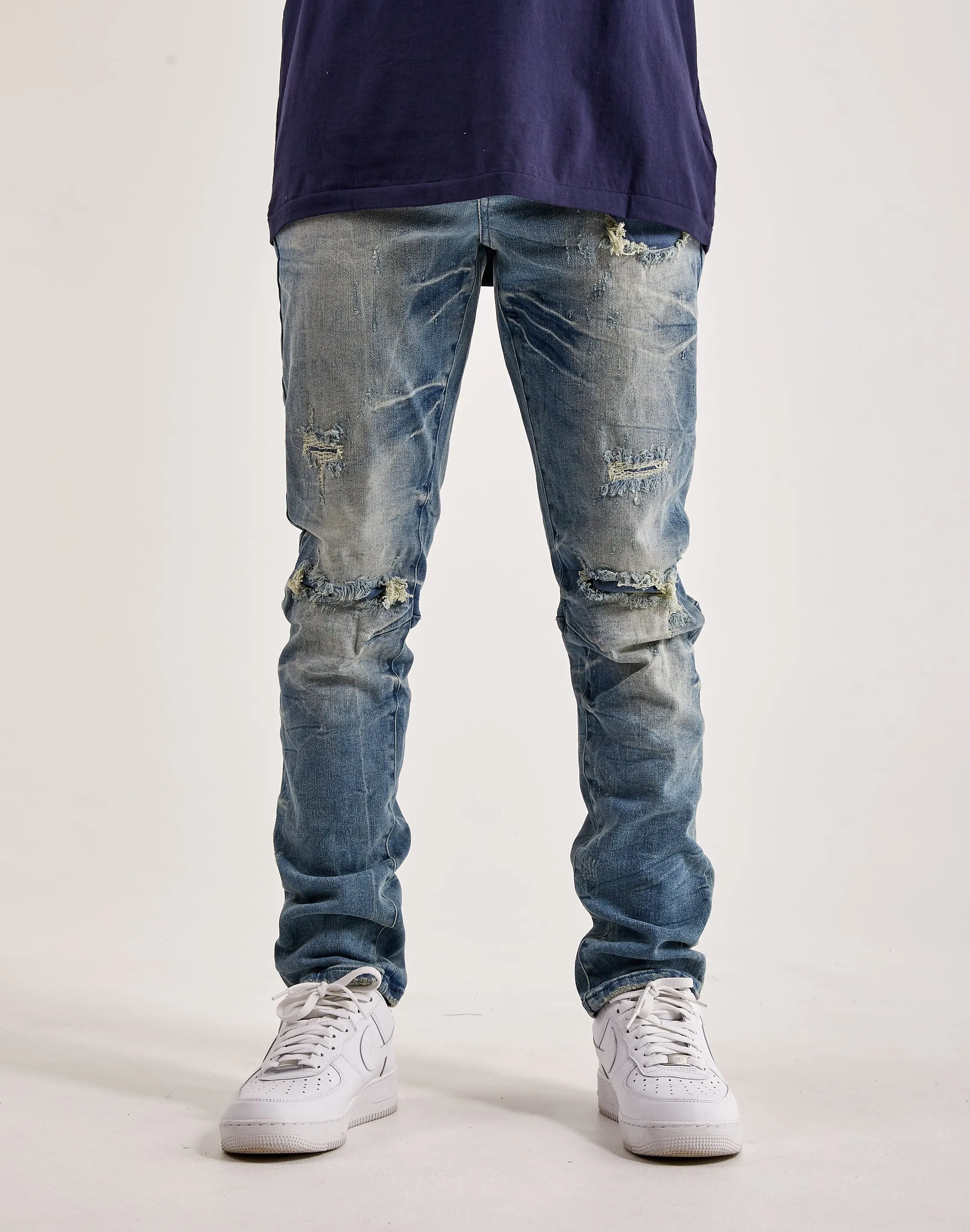 Upcycled fashion Smoke Rise Wave Effect Basic Slim Denim Denim - based fashion