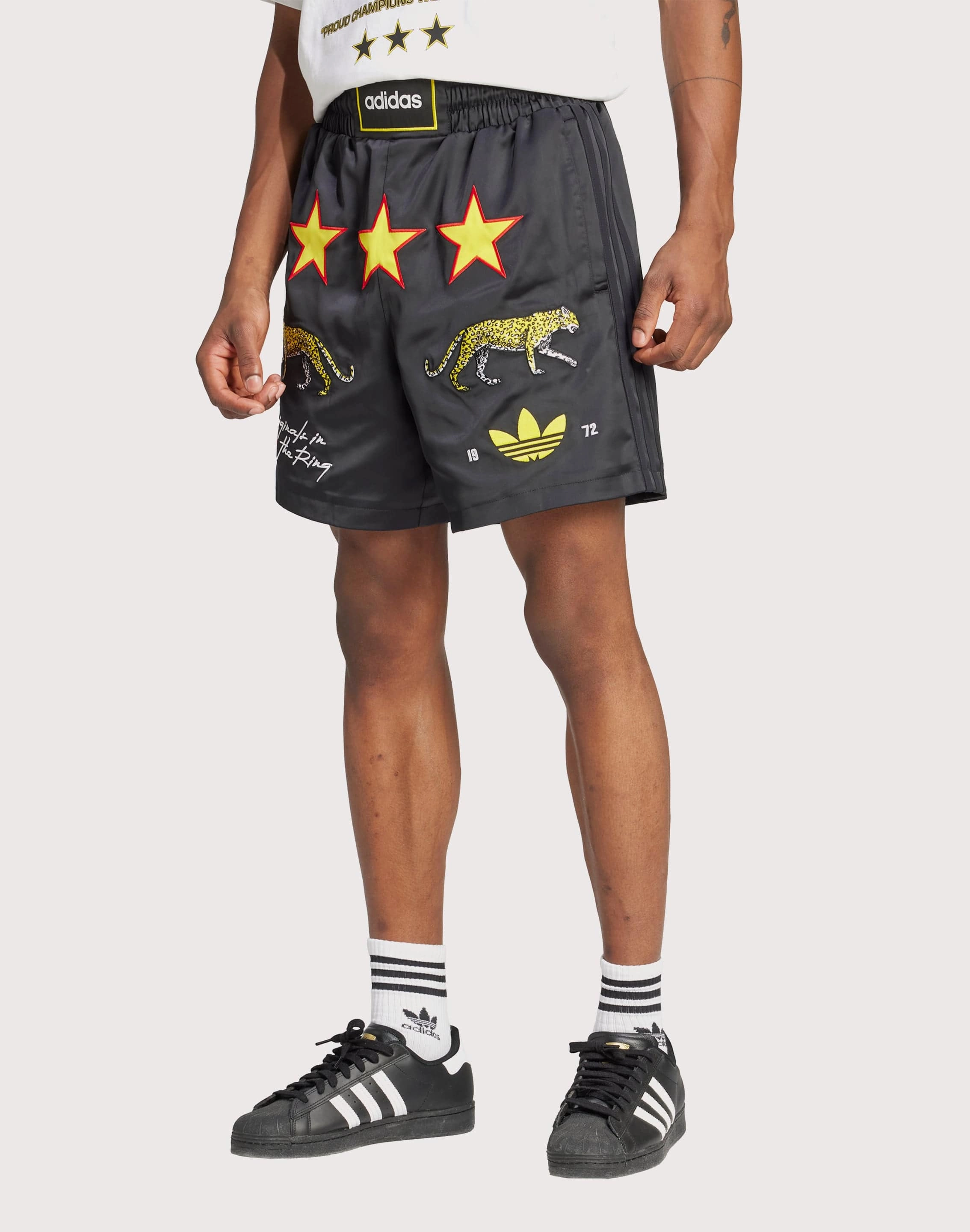 Upcycled fashion Adidas Originals In The Ring Graphic Shorts Fashionable options