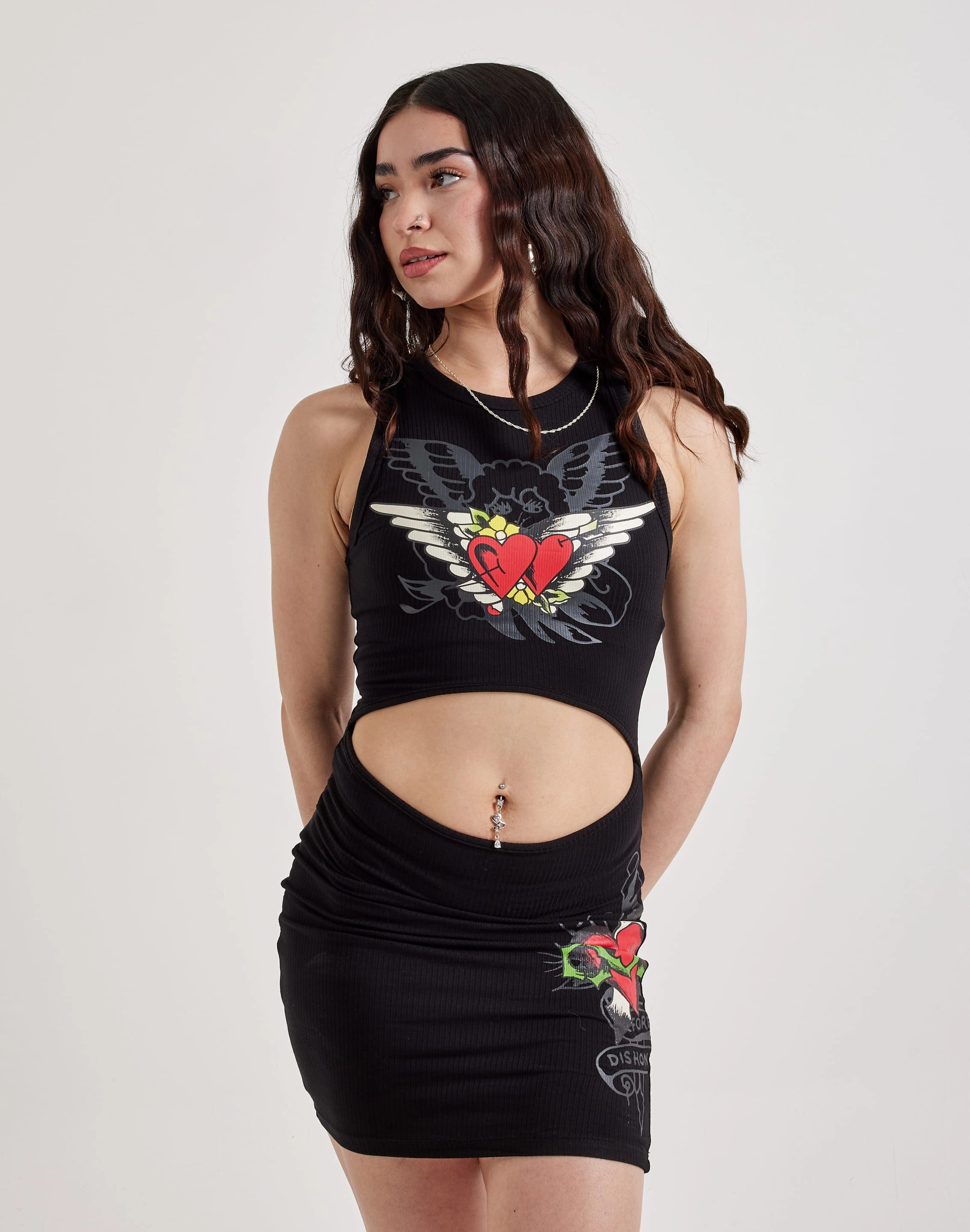 Clothing prices Ed Hardy Heart Wings Cut-Out Tank Dress Nylon - included fashion