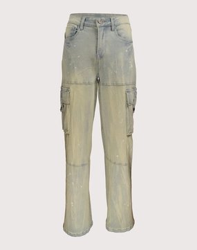 Wool - sourced fashion Grindhouse Wide Leg Cargo Denim Pants Fashion labels