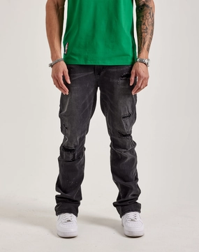Wool - sourced fashion Smoke Rise Wave Effect Straight Denim Jeans Vintage - inspired fashion